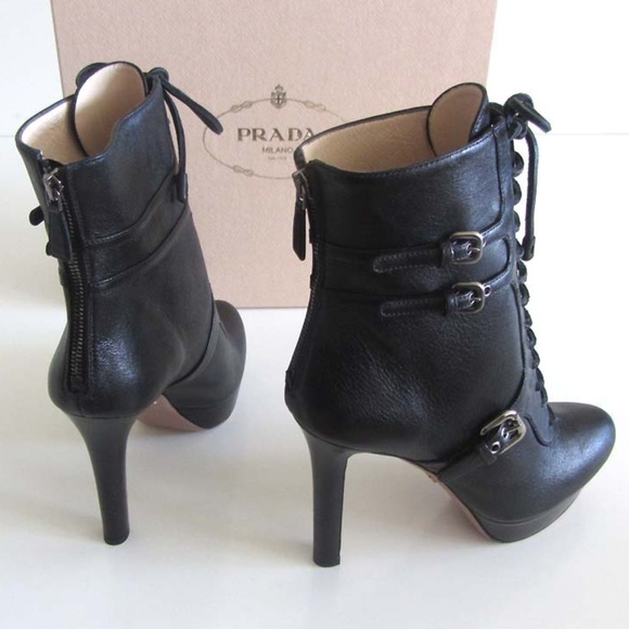 new PRADA lace up buckles platform boots 38 / 8 US - Picture 3 of 8